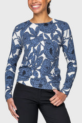 Kastel Pacific Blue Wild Rose Crewneck Sweater