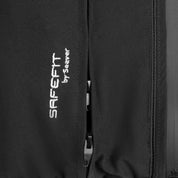 Close-up view of the side zipper on the Black Seaver Safefit Airbag Vest