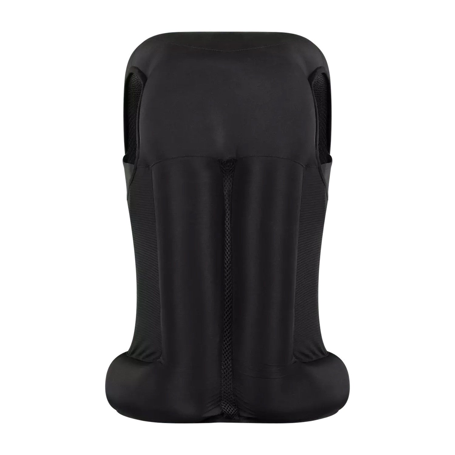 Back view of an inflated Black Seaver Safefit Airbag Vest on a white background