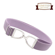Full view of the Wisteria/Silver Ellany Elastic Stirrup Belt on a white background