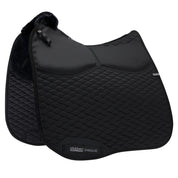 Side view of the Black Stubben Steamline Adjuster Lambswool Dressage Pad on a white background