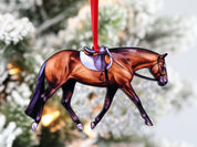 Front view of the Bay Classy Equine English Pleasure Quarter Horse Ornament
