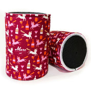 Side and bottoms views of 2 Pony Up Mare Modern Goods Koozies on a white background