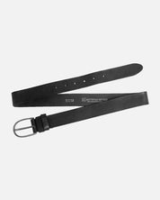 Full view of the black/silver Amsterdam Heritage Dieke Classic Leather Belt on a plain background
