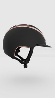 Side view of the black everyrose Kask Dogma Chrome Helmet on a plain background