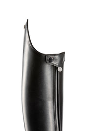 Front view of the black DeNiro Tiziano Wrat Black Dressage Boot on a plain background