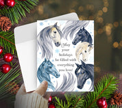 View of the Blue Horse Horse Hollow Press Holiday Greeting Card
