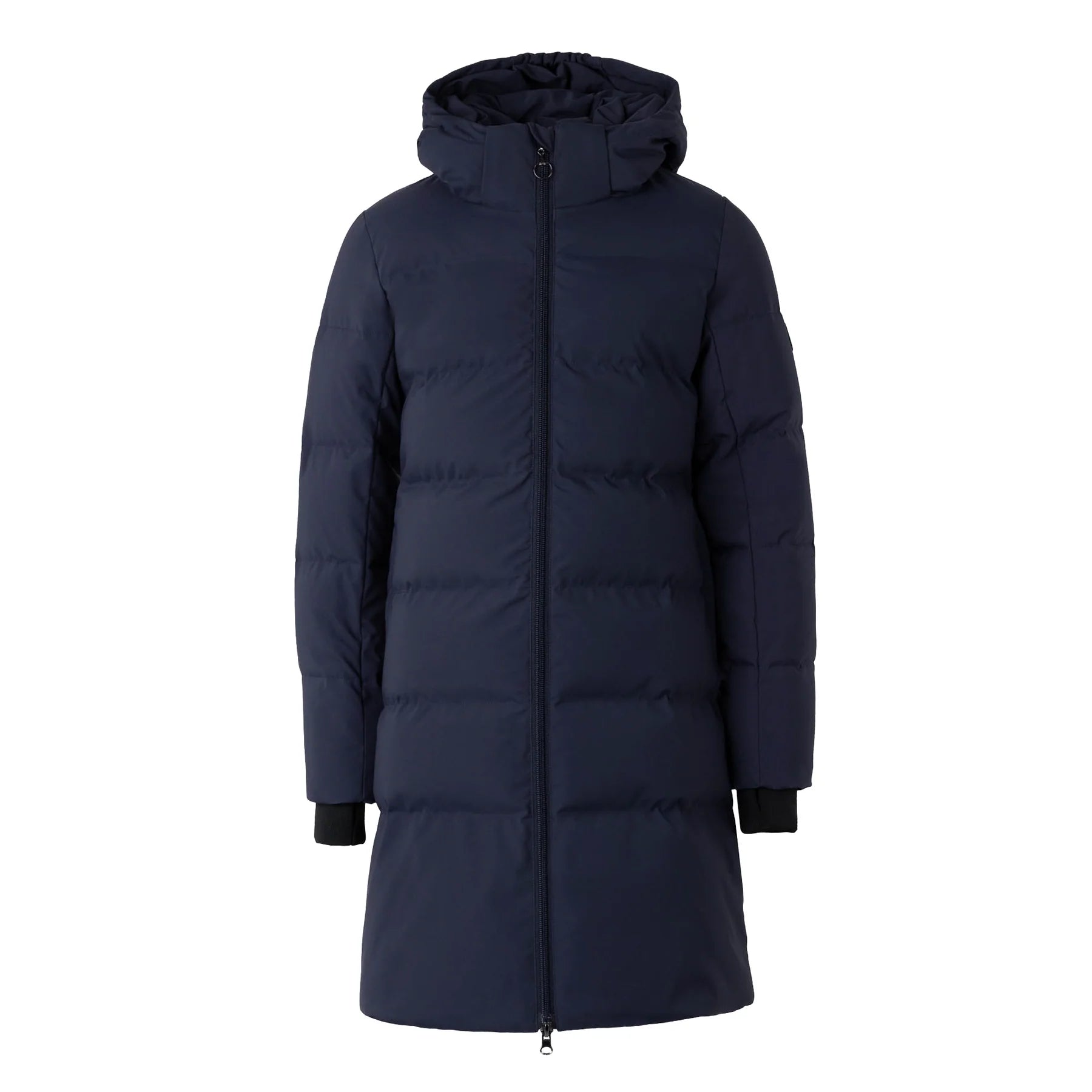 Front view of the Seaborne Navy Horze Paloma Kids Insulated Long Coat on a plain background