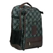 Angled front view of the Thyme/Lily Pad Equinavia Darby Backpack on a plain background showing the front without the helmet holder being used
