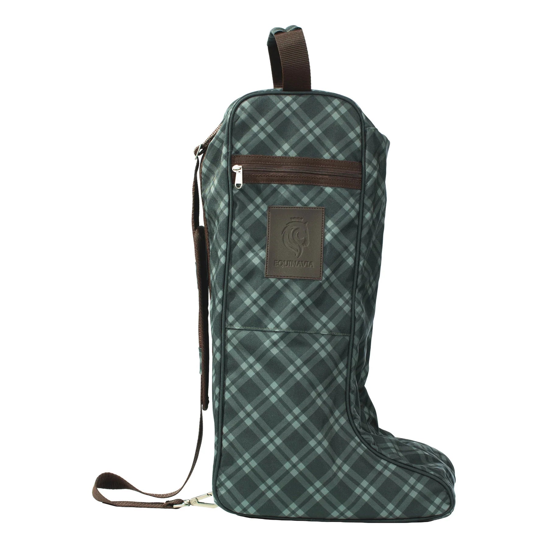 Front view of the Thyme/Lily Pad Equinavia Darby Boot Bag on a plain background