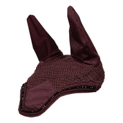 Angled front view of the Burgundy Equinavia Bergen Crystal Ear Net on a plain background showing the left side