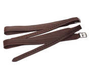 Full view of a pair of brown Freejump Classic Wide Leathers on a white background