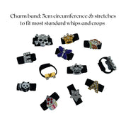 View of an assortment of Dubois Cheval Crop Charms on a white background