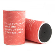 Side and bottoms views of 2 Stall Rest Mare Modern Goods Koozies on a white background