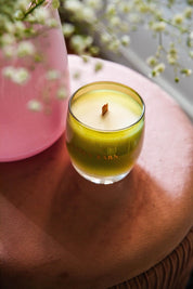 Angled front view of the Fancy Barn Stable Style Soy Wax Candle