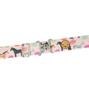 Front view of a pink horse and donut Posh Pony Youth Belt on a white background