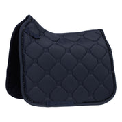 Side view of the Navy Equinavia Bergen Crystal Dressage Saddle Pad on a white background