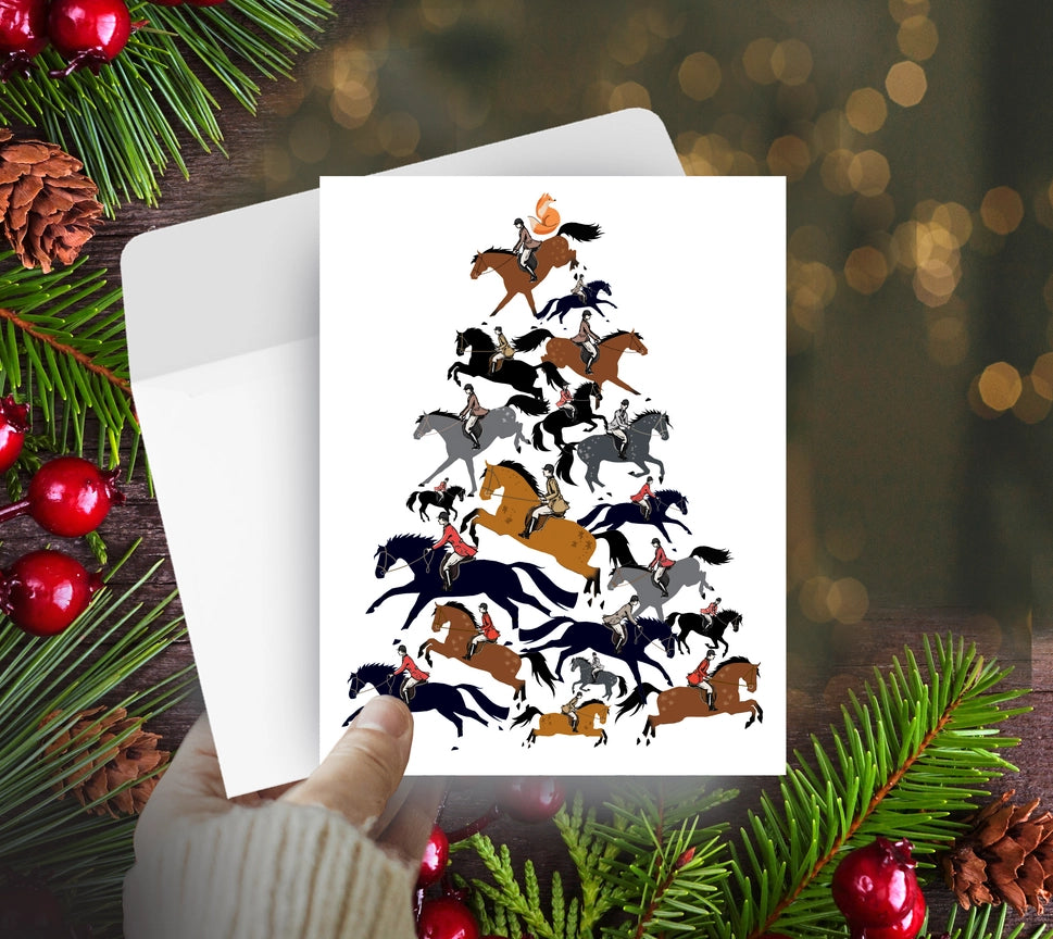View of the Fox Hunter Tree Horse Hollow Press Holiday Greeting Card