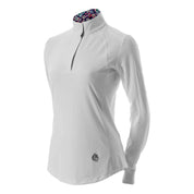 Front view of the galaxy blue Equinavia Sonja Long Sleeve Show Shirt on a white background