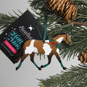 Front view of the Pinto Pony Hunt Seat Paper Co Horse Ornament