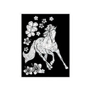 View of a coloring page from the Eat Sleep Horses Coloring Book on a white background
