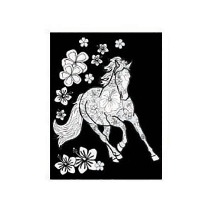 View of a coloring page from the Eat Sleep Horses Coloring Book on a white background