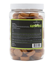 Back view of a container of Equine Elixirs Electrobites Gummies on a plain background