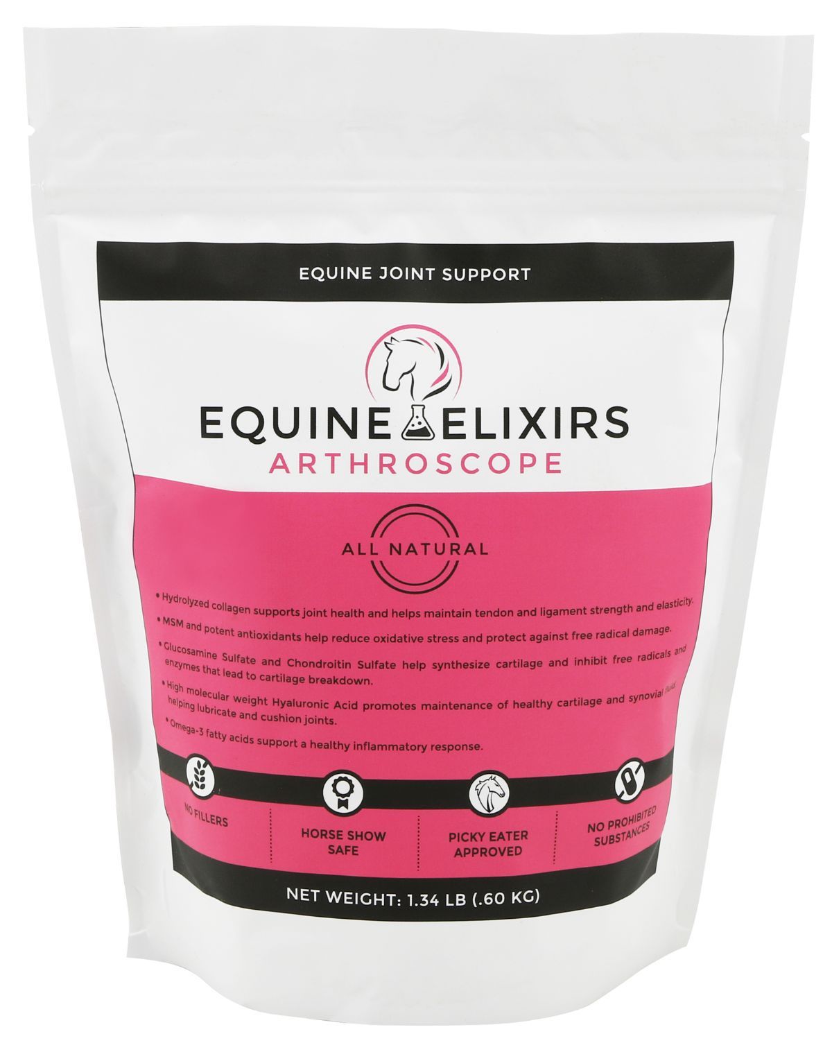 Front view of a small bag of Equine Elixirs Arthroscope on a plain background