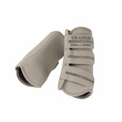 View of a pair of Pale Grey Eskadron Allround Front Faux Leather Tendon Boots on a white background
