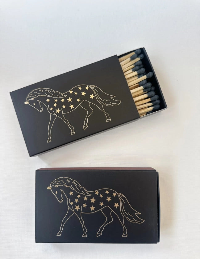 Front view of the Black Horse & Stars Stable Style Oversized Matches