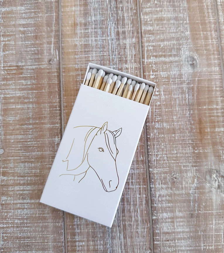 Front view of the White Horse Head Stable Style Oversized Matches