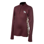 Front view of the Burgundy Equinavia Lena Kids Long Sleeve Quarter Zip on a plain background