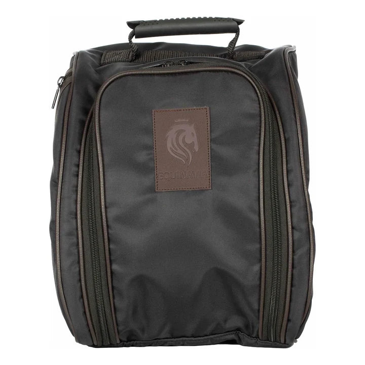 Front view of the Black Equinavia London Pro Helmet Bag on a plain background