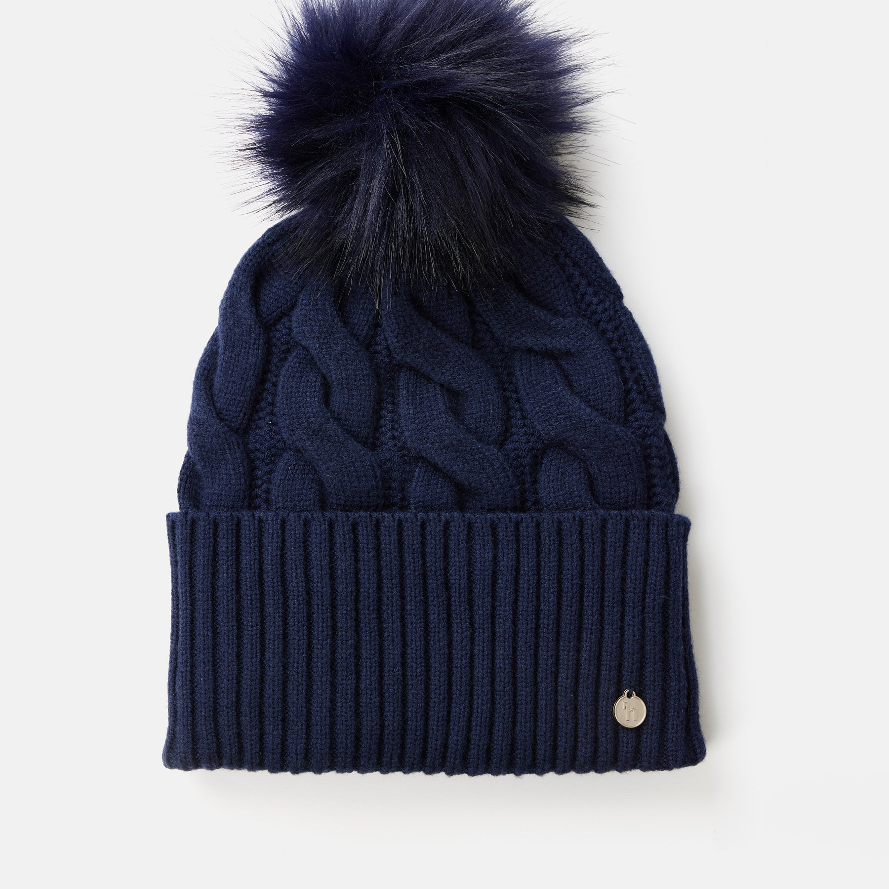 Front view of the Seaborne Navy Horze Anni Knitted Hat on a white background