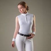 Front view of a female model wearing the Tredstep Ireland Monaco Air Long Sleeve Show Shirt on a plain background