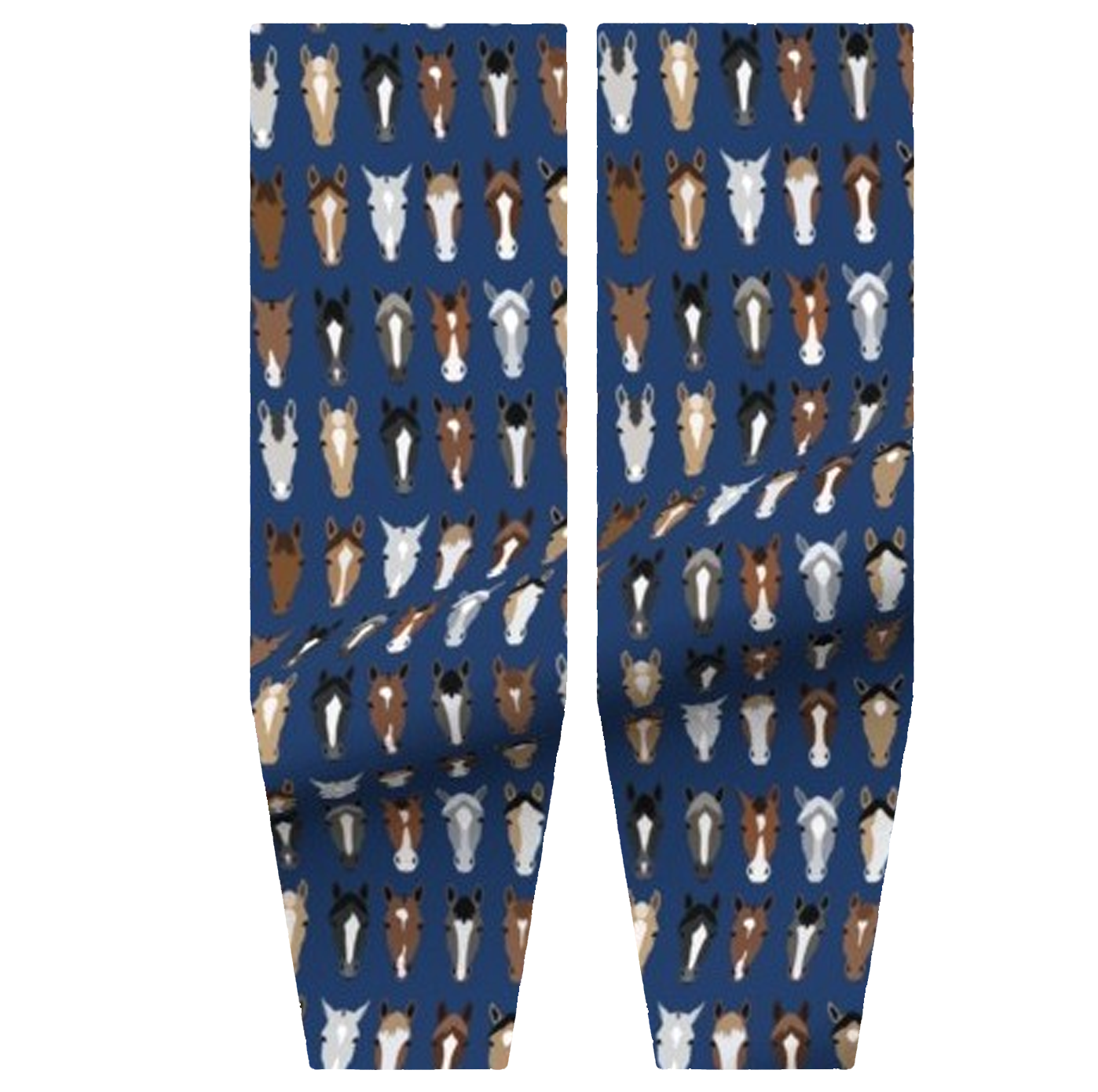 Front view of the pattern on a pair of Horse Heads Posh Pony Boot Stuffers on a white background