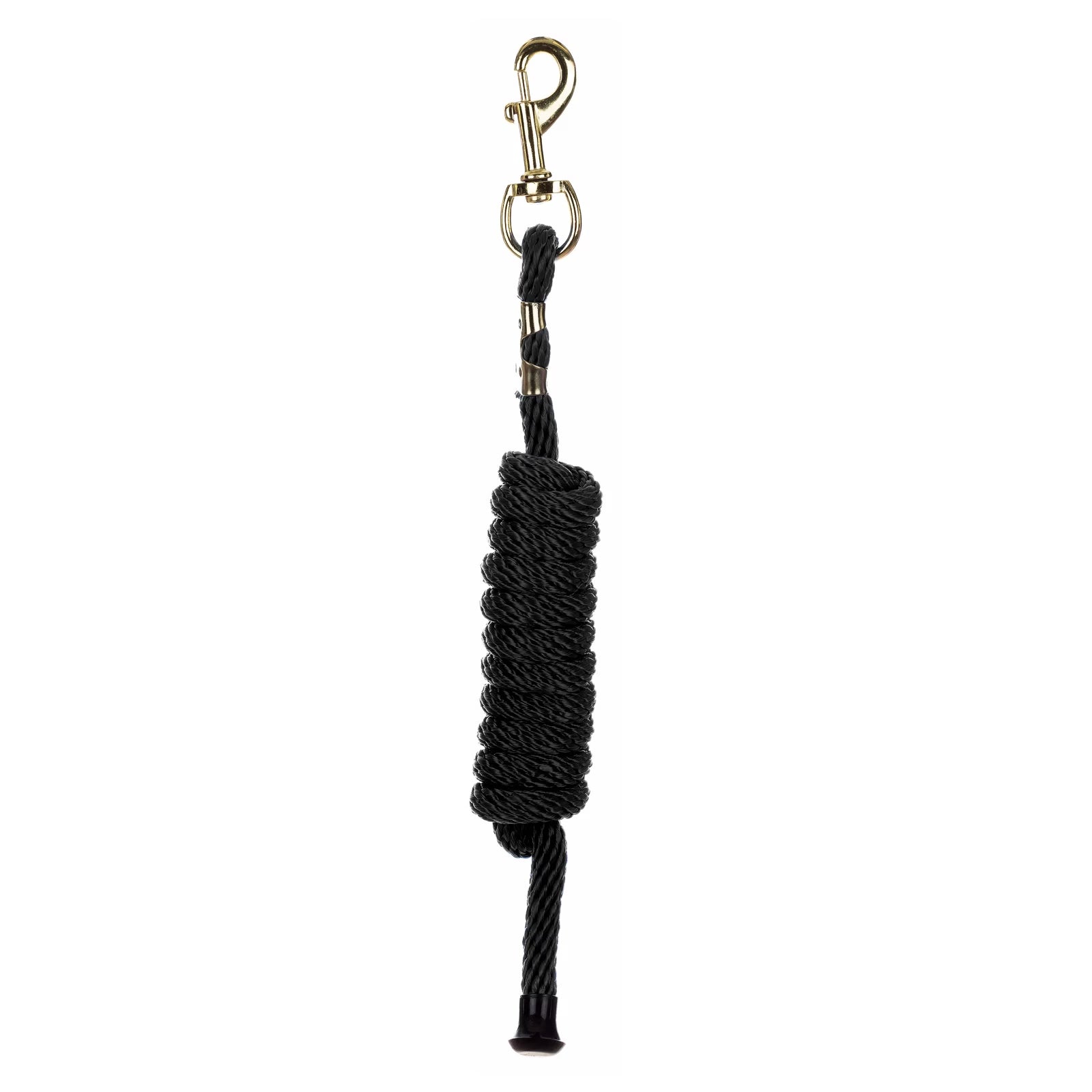 Full view of the black Equinavia Stella Poly Snap Lead Rope on a white background