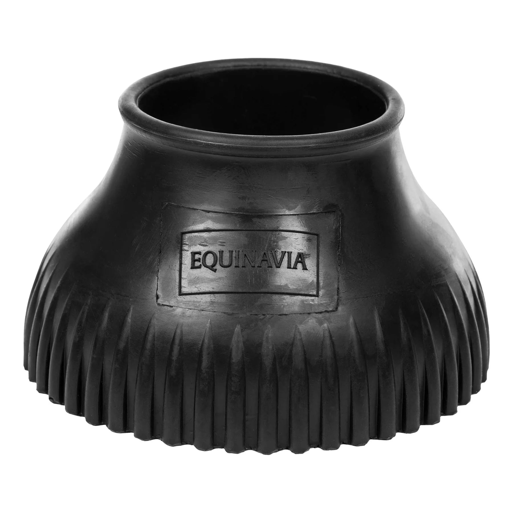 Front view of the Black Equinavia Rubber Pull On Bell Boots on a plain background