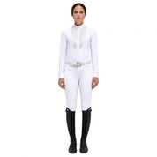 White long sleeve lace bib show shirt shown on model