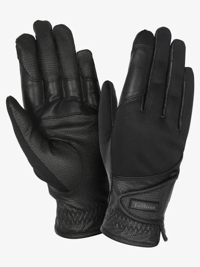 Pair of black gloves on a white background
