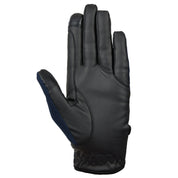 Palm view of a Seaborne Navy Horze Romy Winter Riding Glove on a plain background