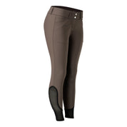 Angled front view of the Dark Brown Equinavia Maud Tech Knee Patch Breeches on a plain background
