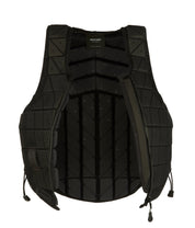 Front, open view of the Black RaceSafe Motion3 Body Protector on a plain background