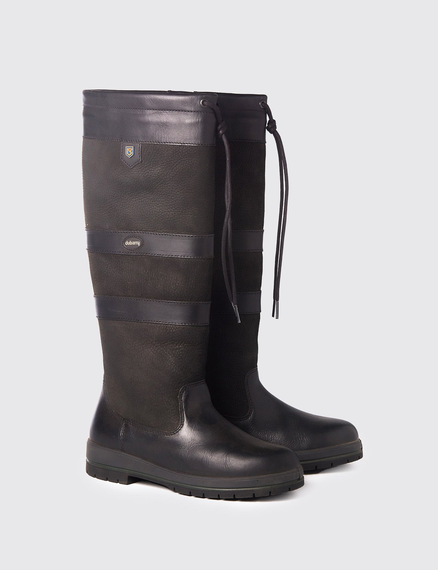 Angled side view of a Brown pair of Dubarry Galway Country Boots on a plain background