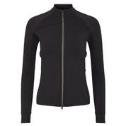 Front view of the Black LeMieux Aspen Brushed Zip Jacket on a plain background