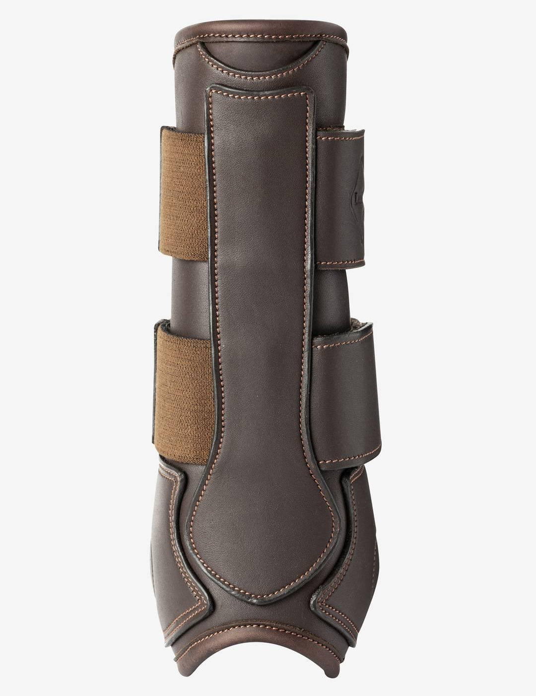 Back view of a brown LeMieux Capella Tendon Boot on a white background
