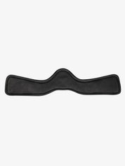 Bottom view of the Black LeMieux Gel-Tek Anatomic Dressage Girth on a plain background