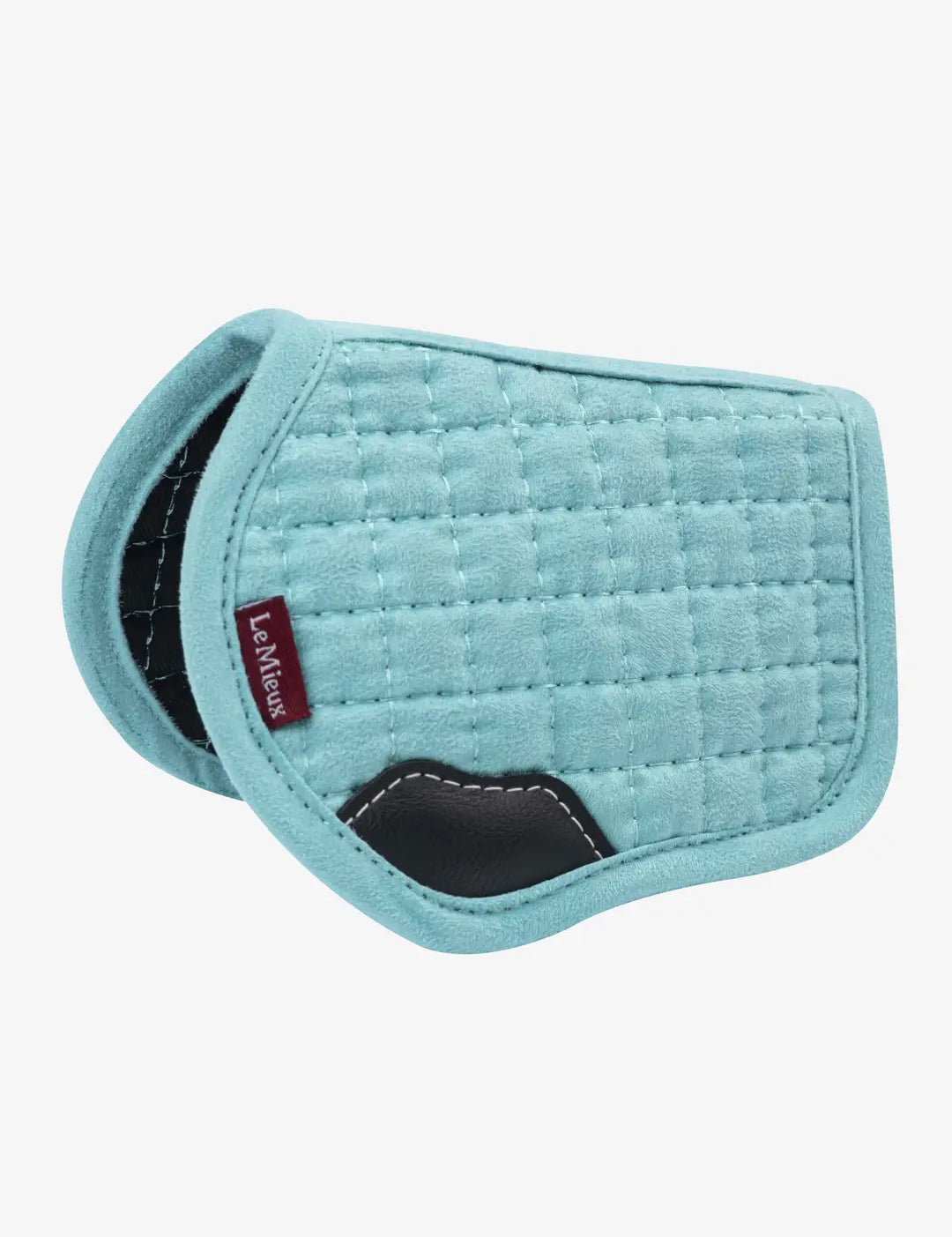 Side view of the azure LeMieux Toy Pony Saddle Pad on a white background