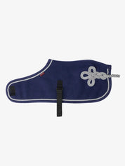 Deep blue toy horse fleece cooler on white background