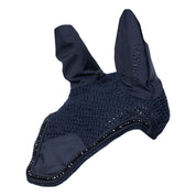 Angled front view of the Navy Equinavia Bergen Crystal Ear Net on a plain background showing the left side